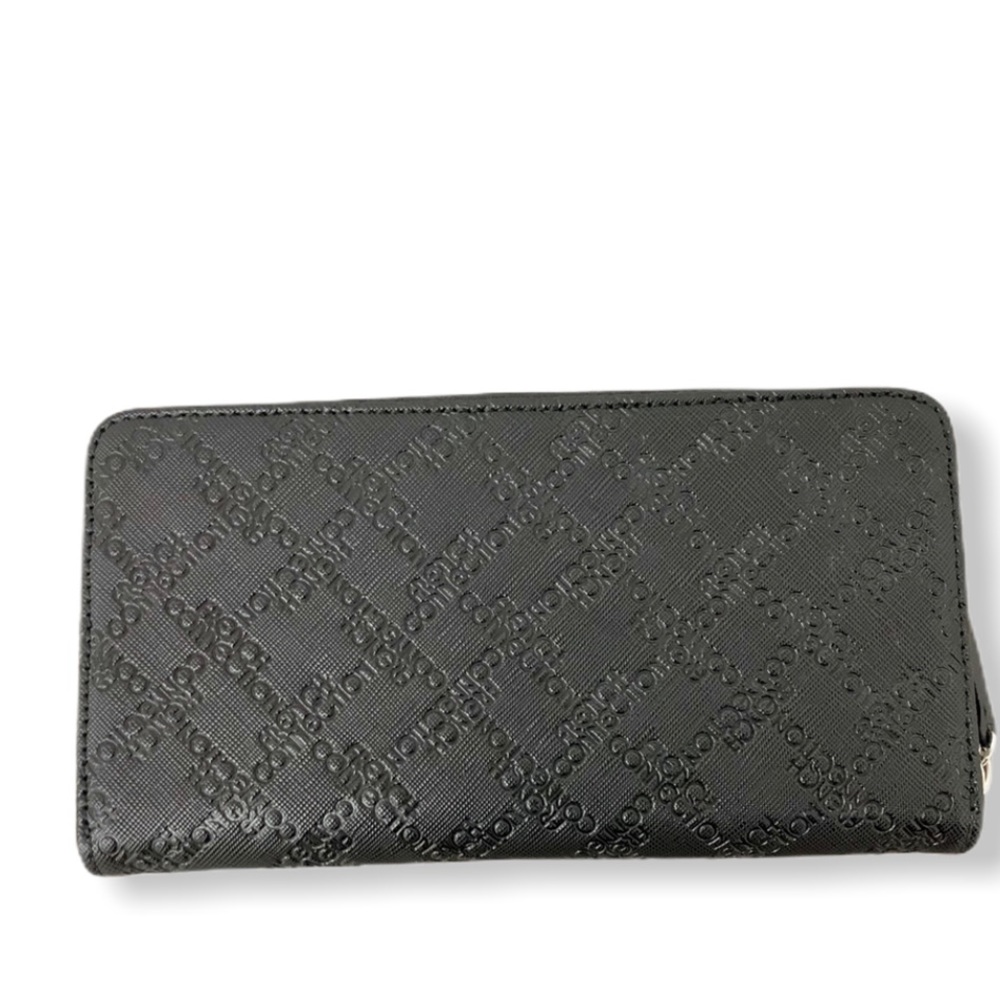 French Collection Black Zip Around Wallet